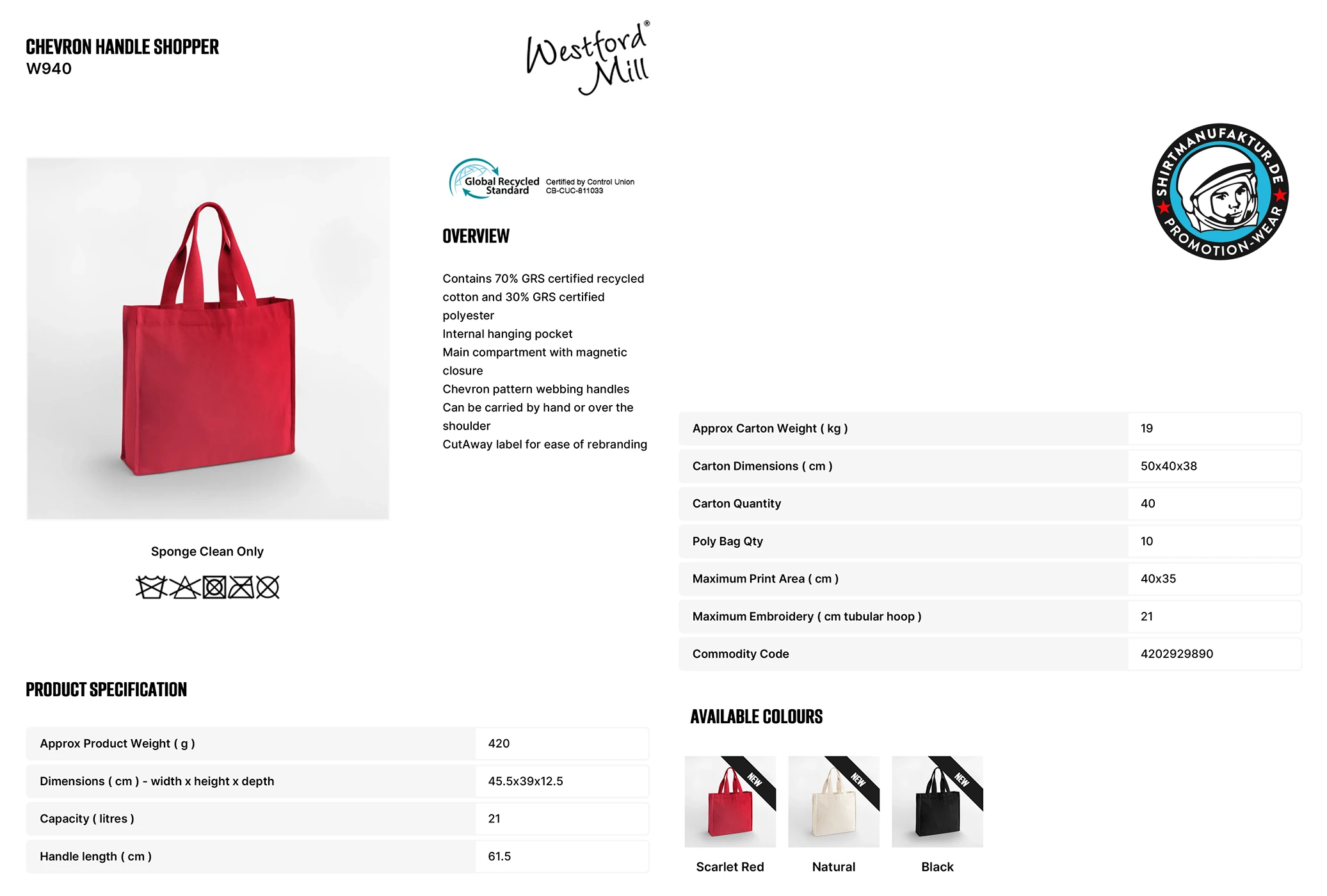Westford Mill Chevron Handle Shopper
