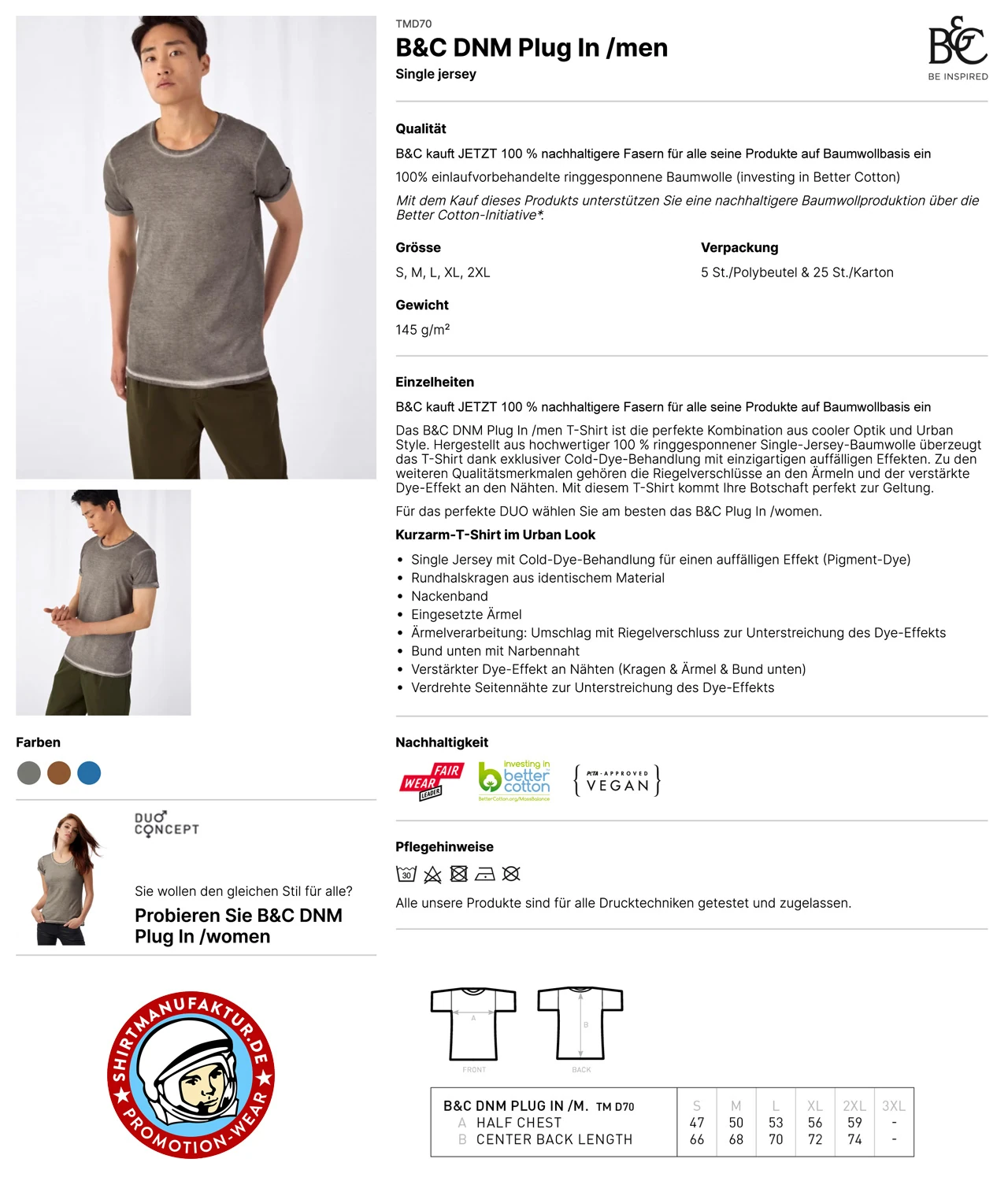 B&C Mens T-Shirt DNM Plug In
