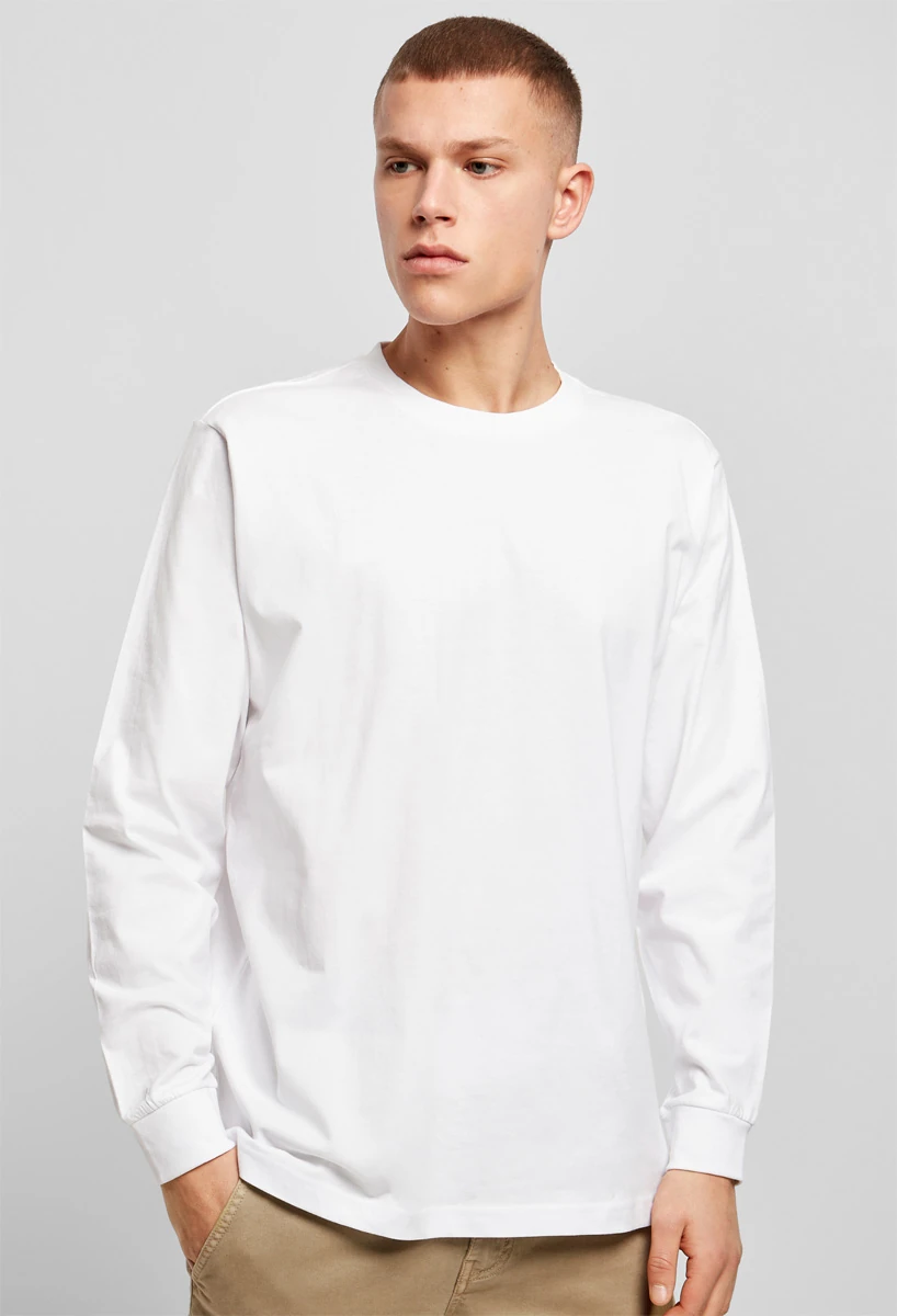 Build Your Brand, Langarmshirt BY091, weiss