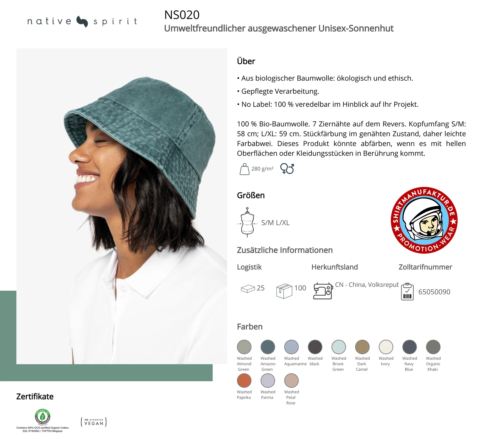 Native Spirit Washed Bucket Hat