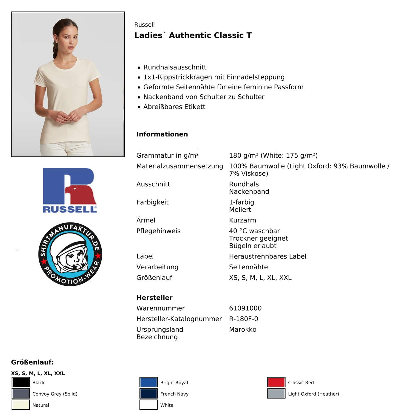 Russell Ladies Authentic Classic T