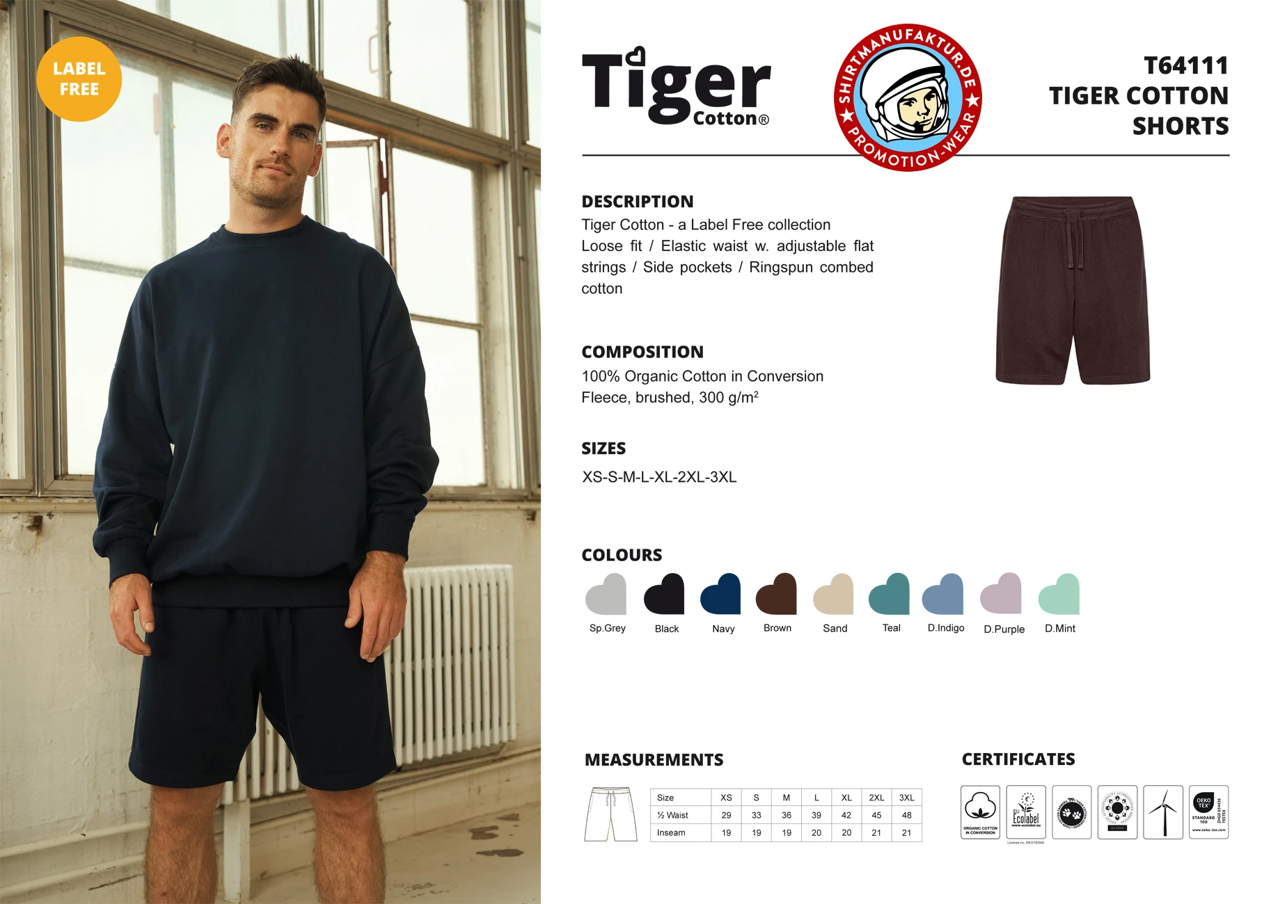 Neutral Tiger Cotton Sweatshorts