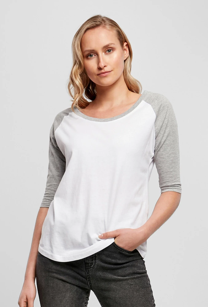 Build Your Brand Ladies 3/4 Contrast Raglan Tee