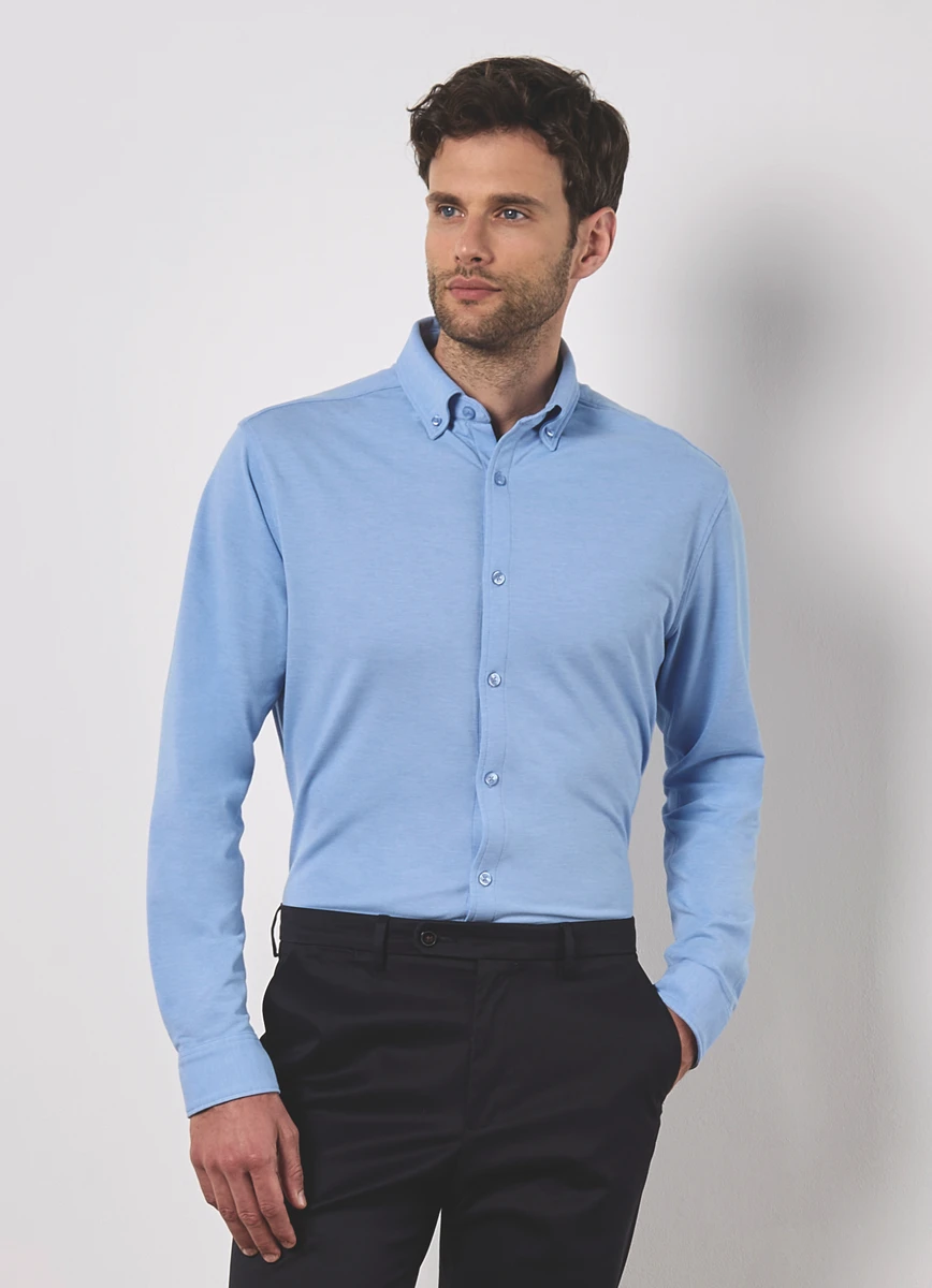 Kustom Kit Tailord Fit Piqué Shirt Longsleeve
