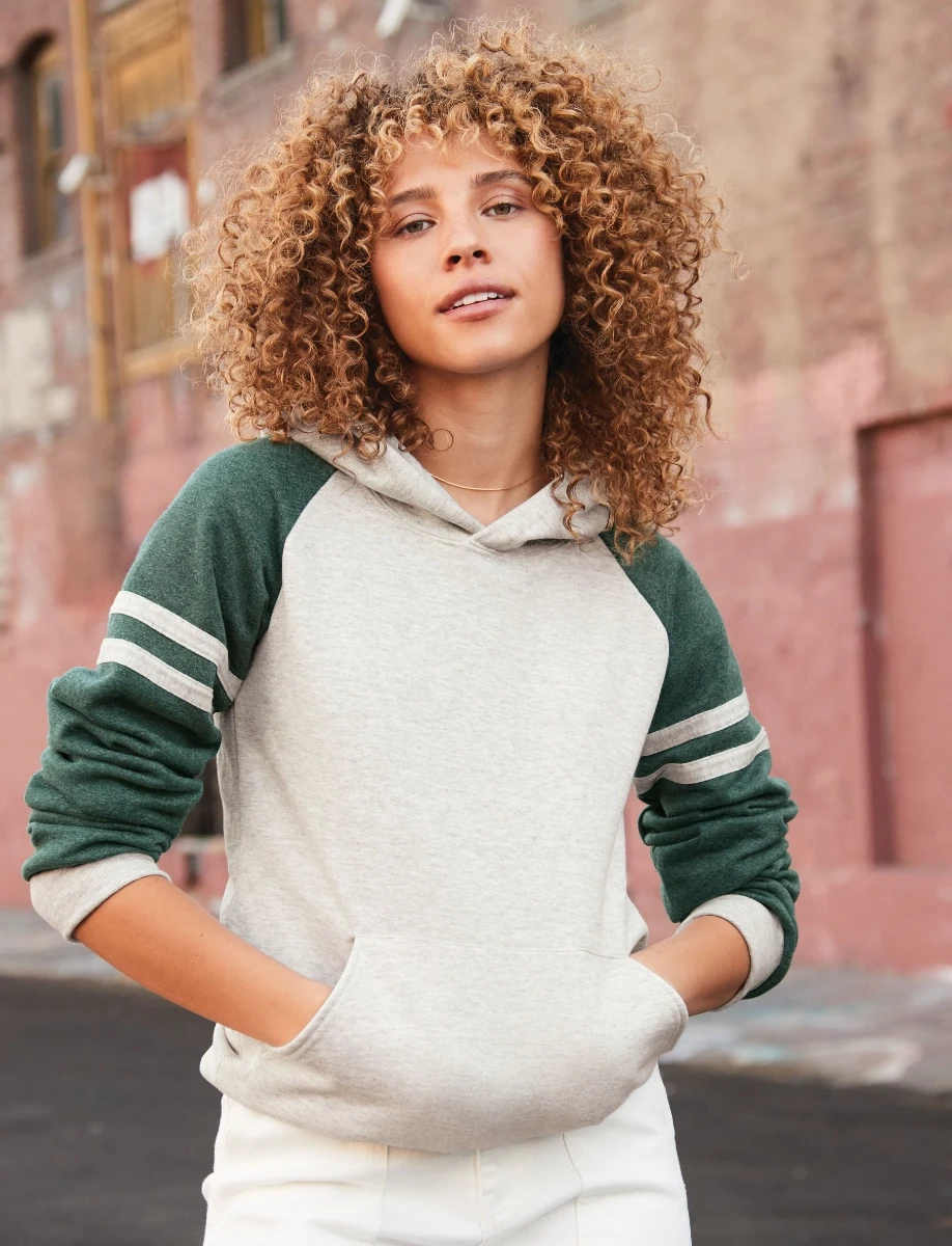 Jerzees Nublend Varsity Colour-Block Hooded Sweatshirt