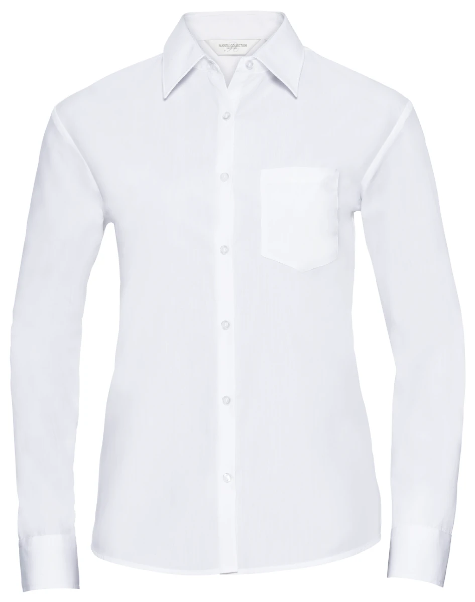 Russell Ladies Poly-Cotton Longsleeve Poplin Blouse