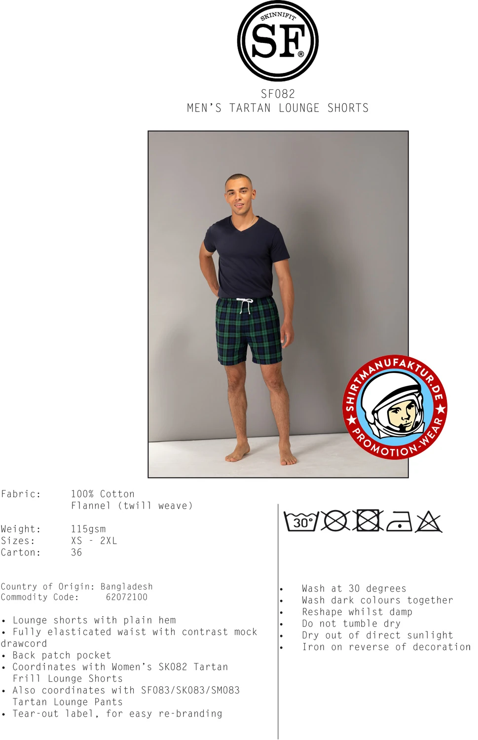 SkinniFit Mens Tartan Lounge Shorts