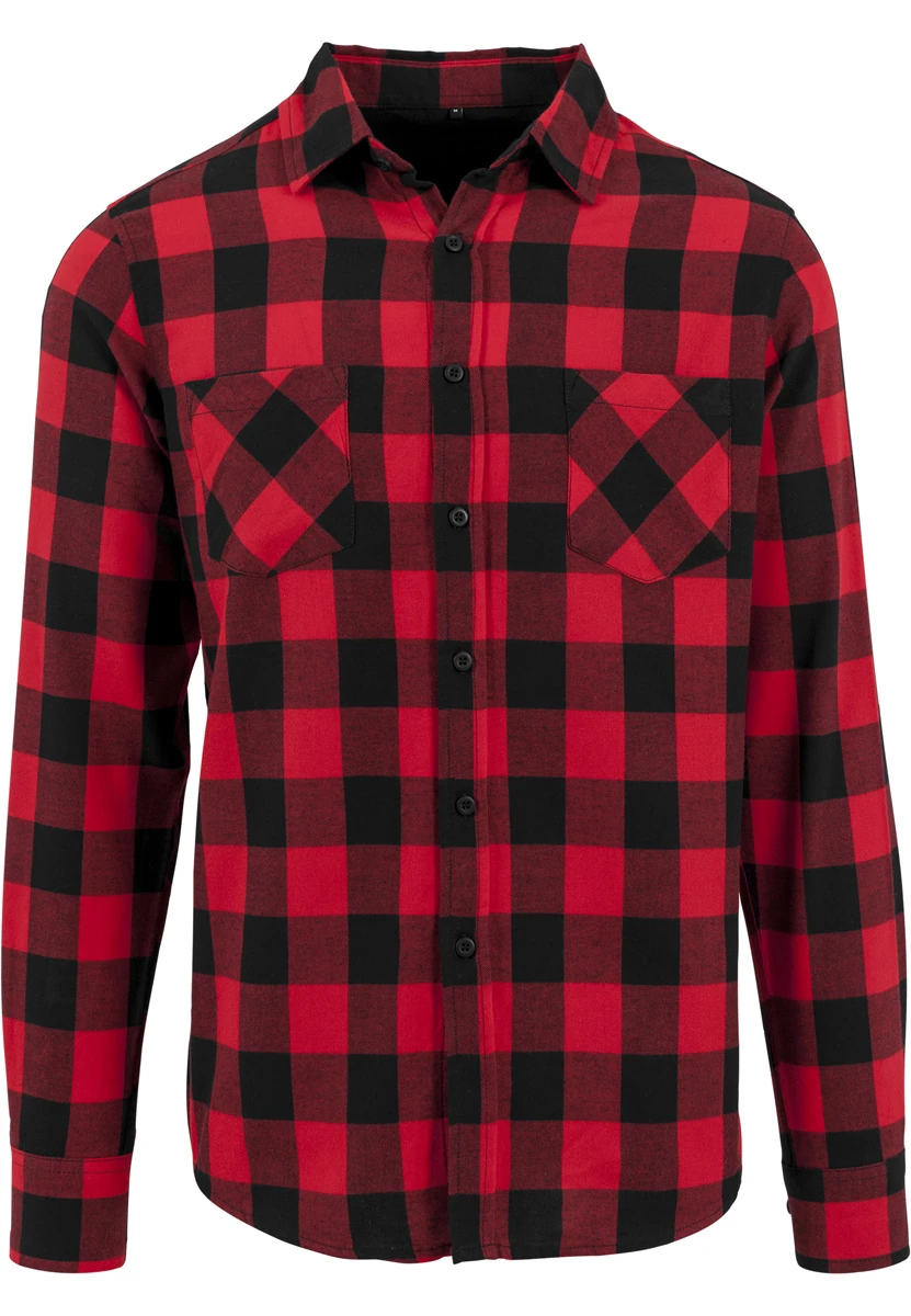 Build Your Brand, kariertes Flanellhemd BY031, black/red