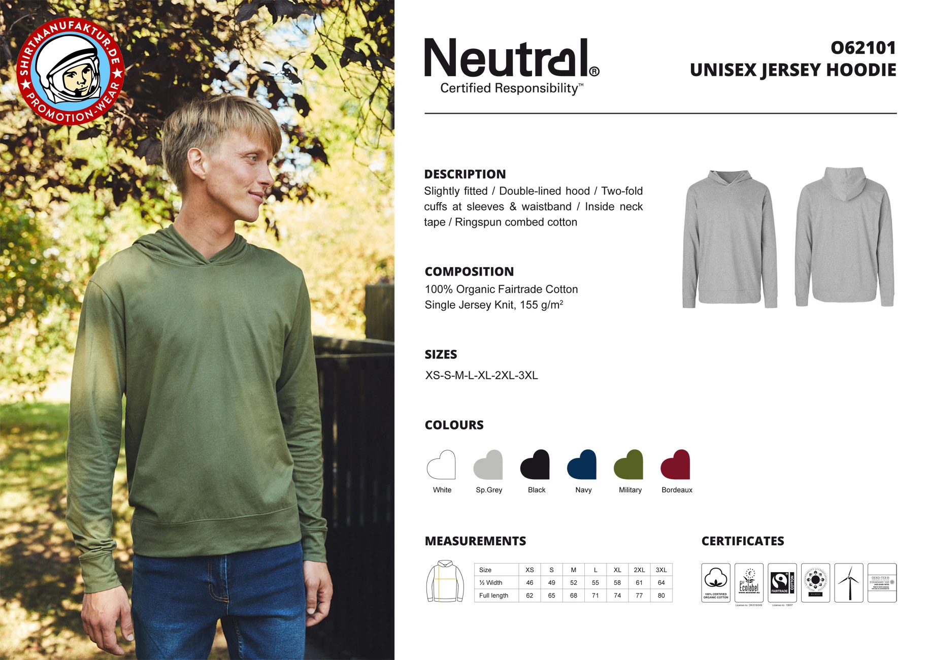 Neutral Unisex Jersey Hoodie