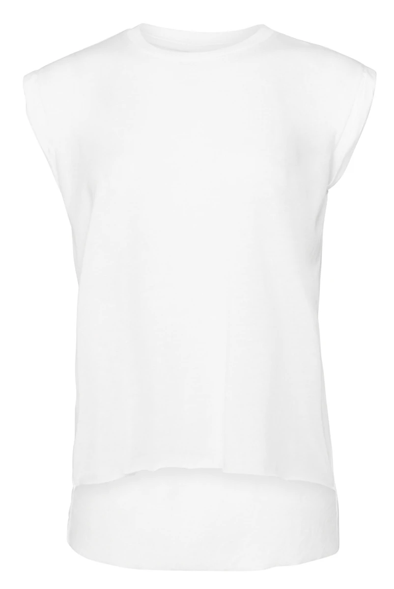 Bella Womens Flowy Muscle Tee With Rolled Cuff
