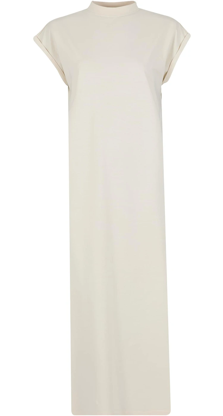 Build Your Brand Ladies Long Extended Shoulder Dress