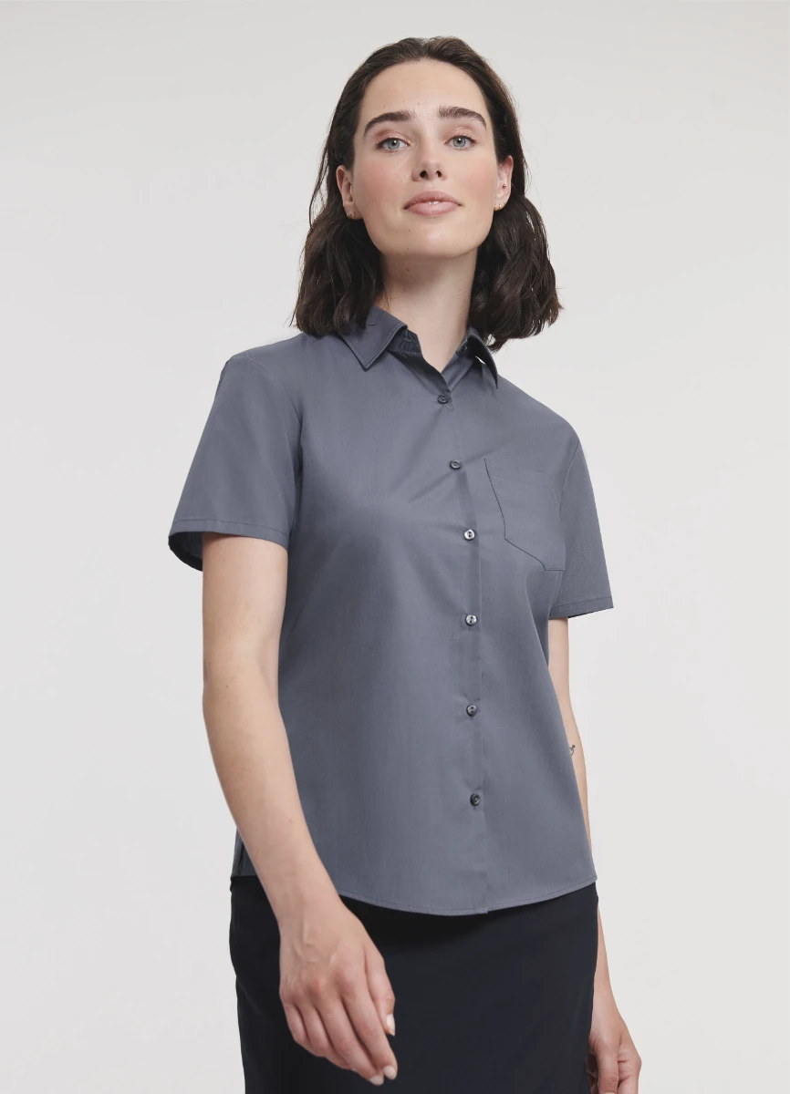 Russell Ladies Short Sleeve Poly-Cotton Poplin Blouse
