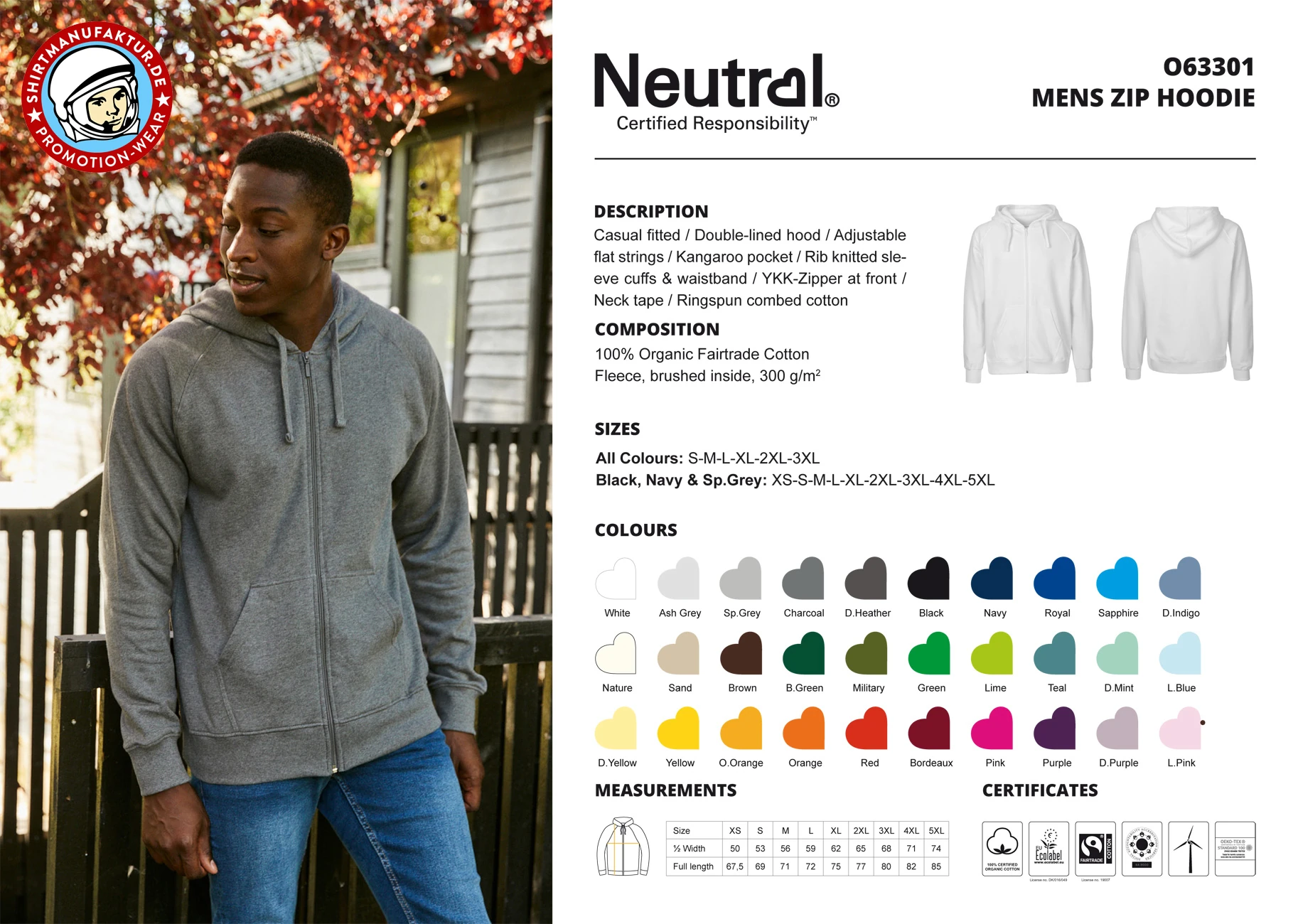 Neutral Mens Zip Hoodie