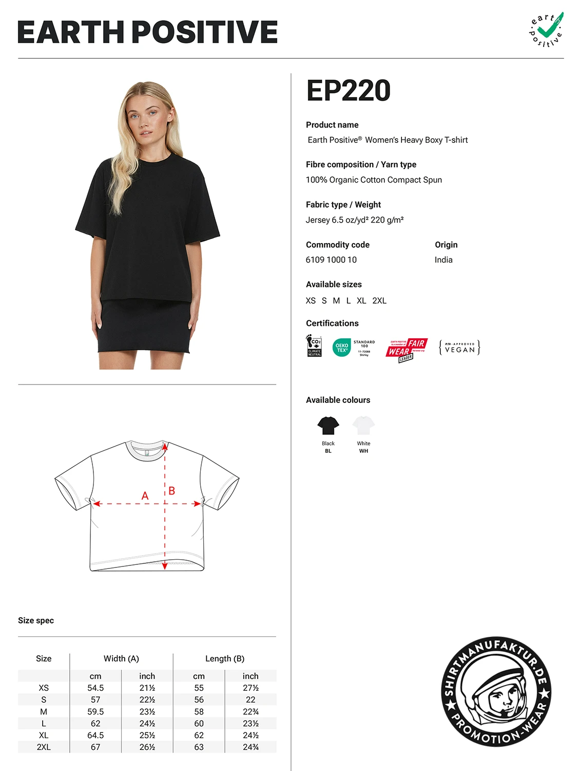 Earth Positive Womens Heavy Boxy T-Shirt