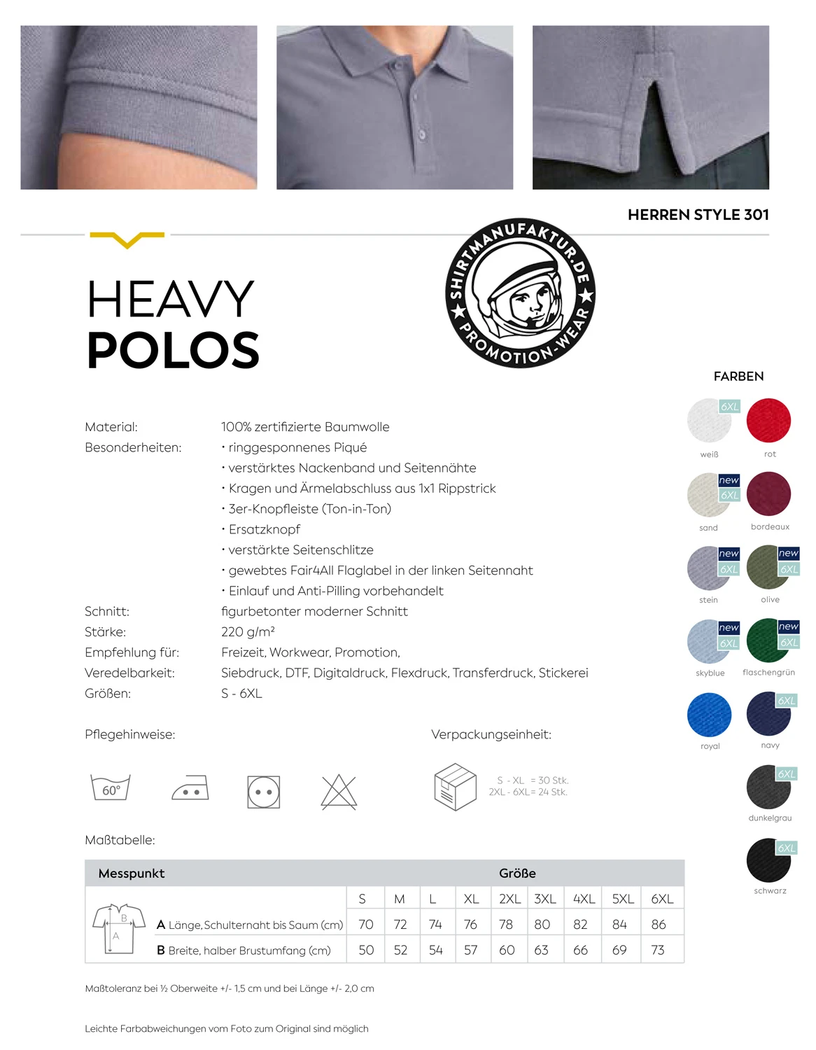 HRM Mens Heavy Polo