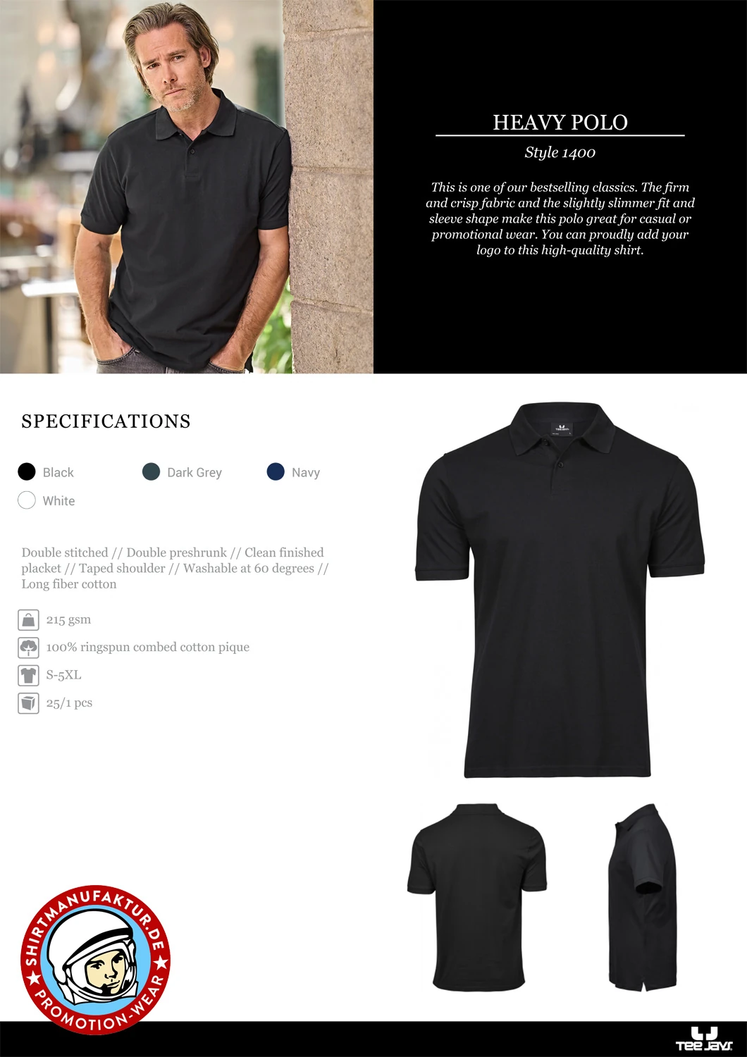 Tee Jays Mens Heavy Polo