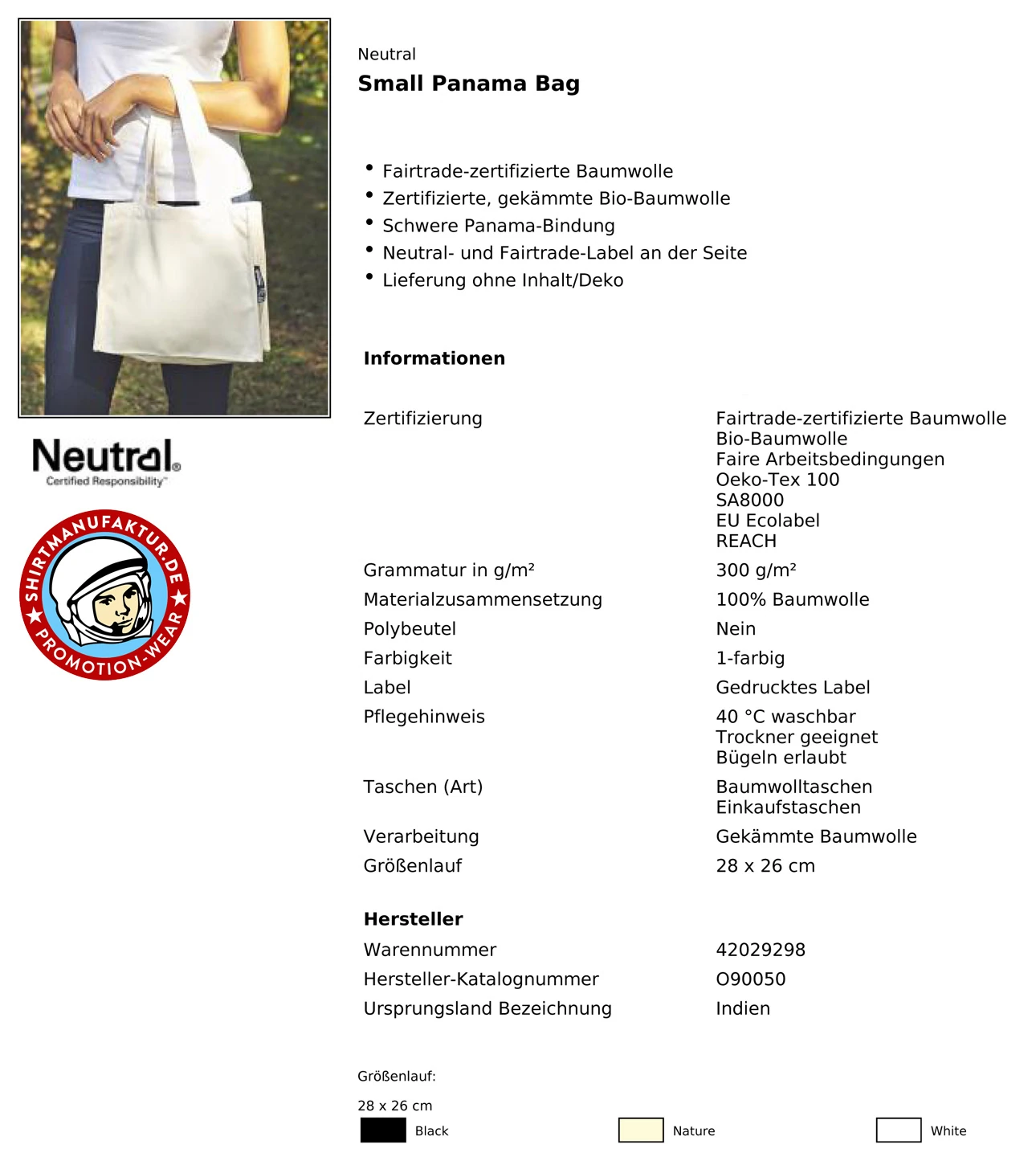 Neutral Small Panama Bag