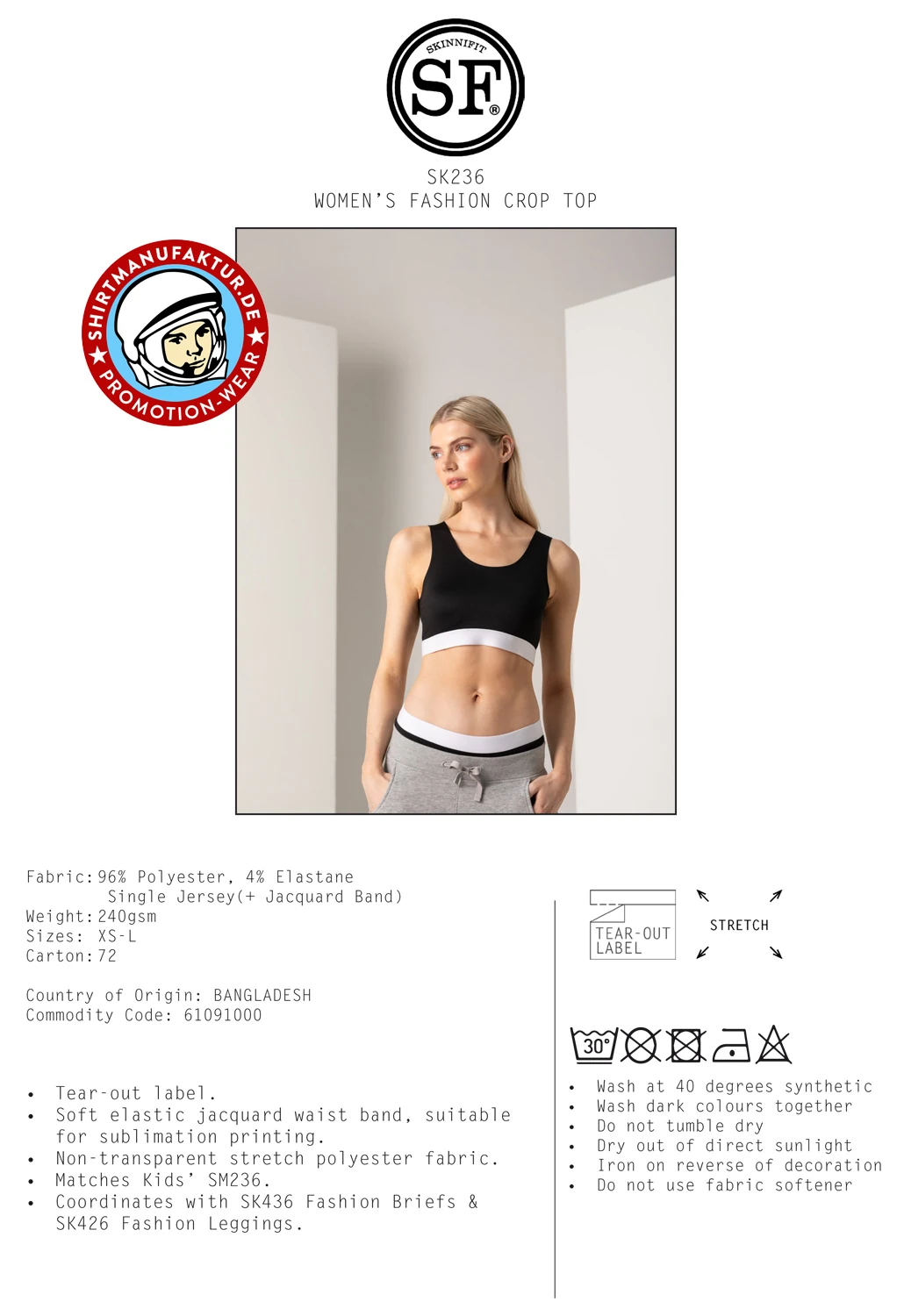 SkinniFit Womens Fashion Crop Top