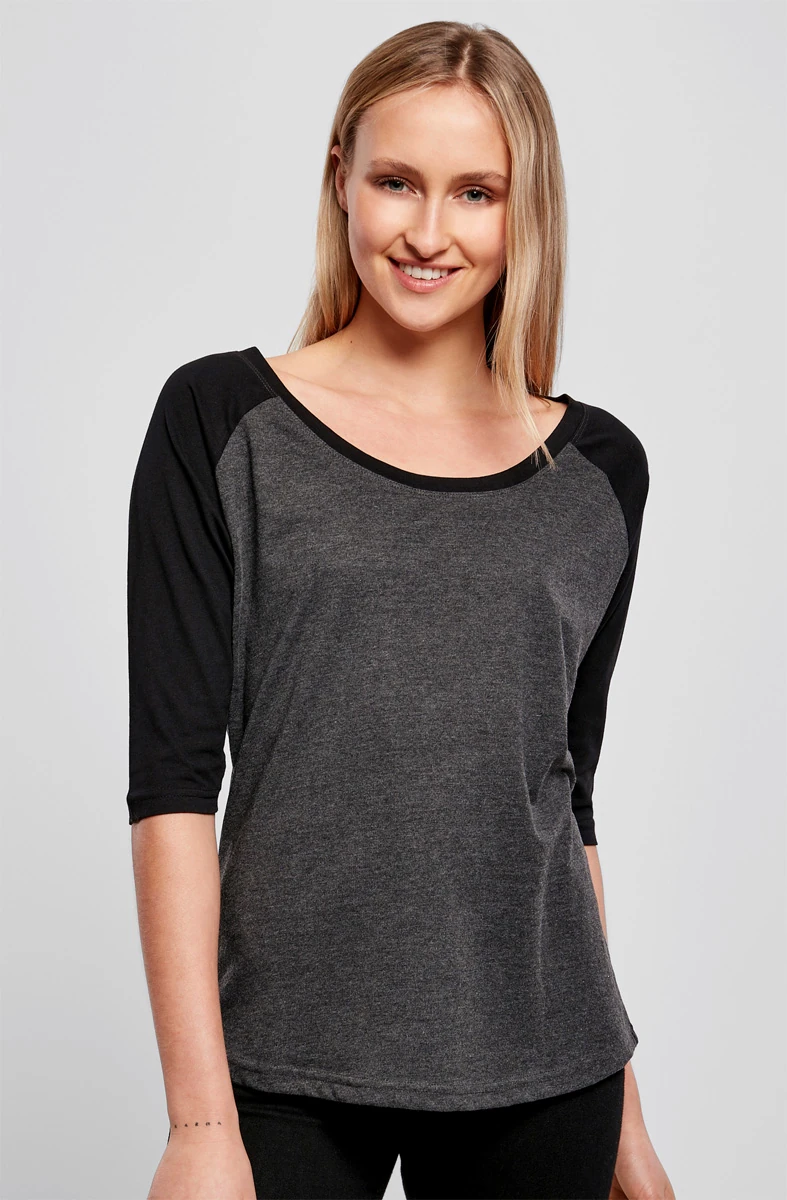 Build Your Brand Ladies 3/4 Contrast Raglan Tee