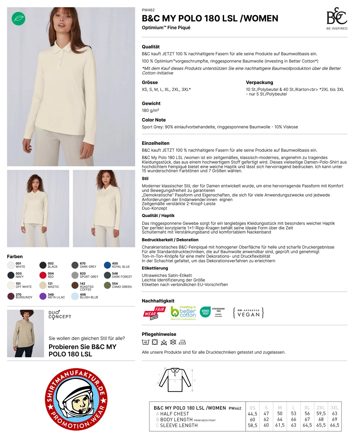 B&C Women My Polo 180 Longsleeve