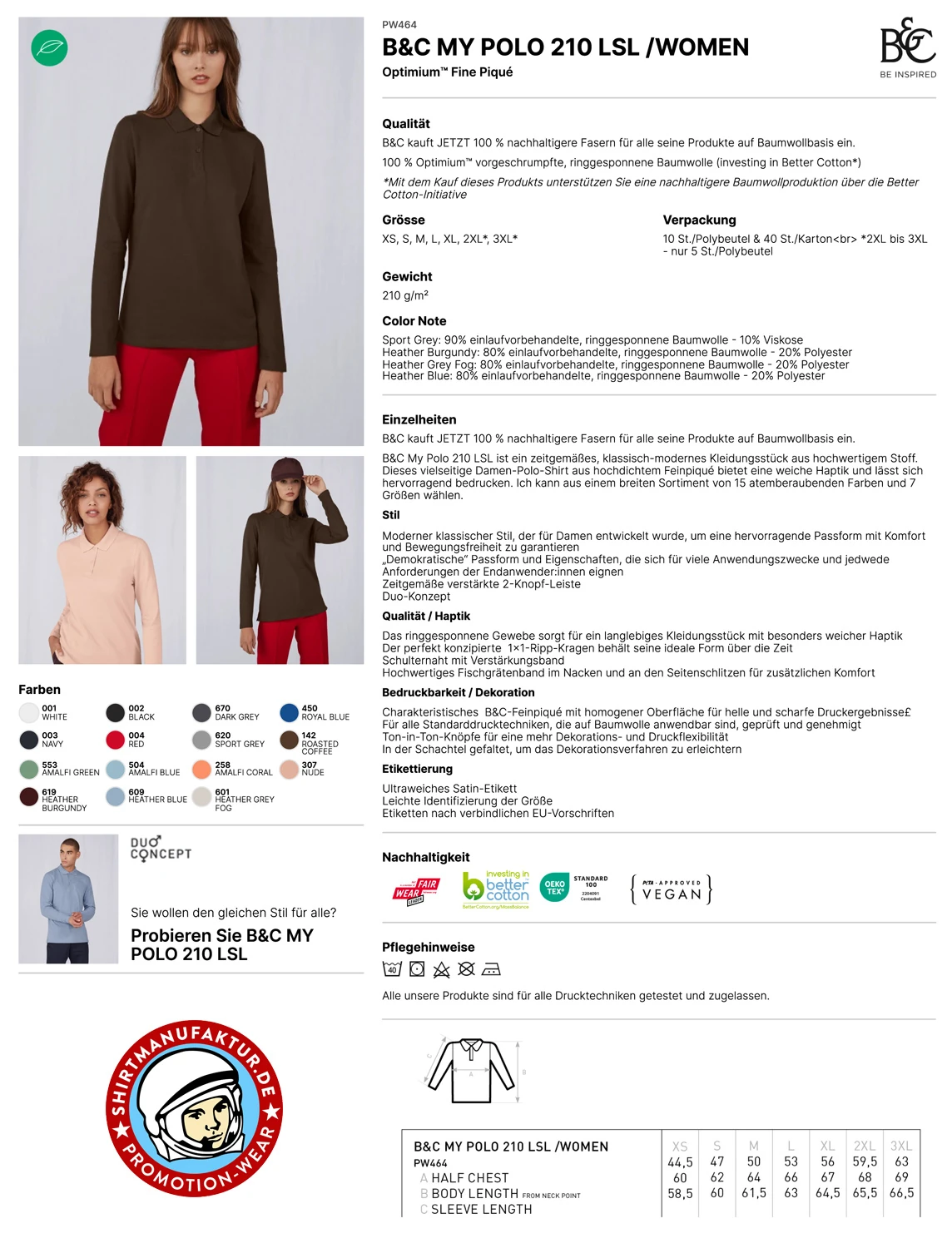 B&C Women My Polo 210 Longsleeve