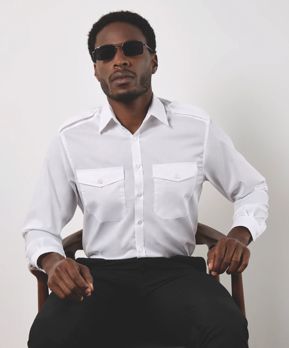 Kustom Kit Tailored Fit Pilot Shirt Longsleeve