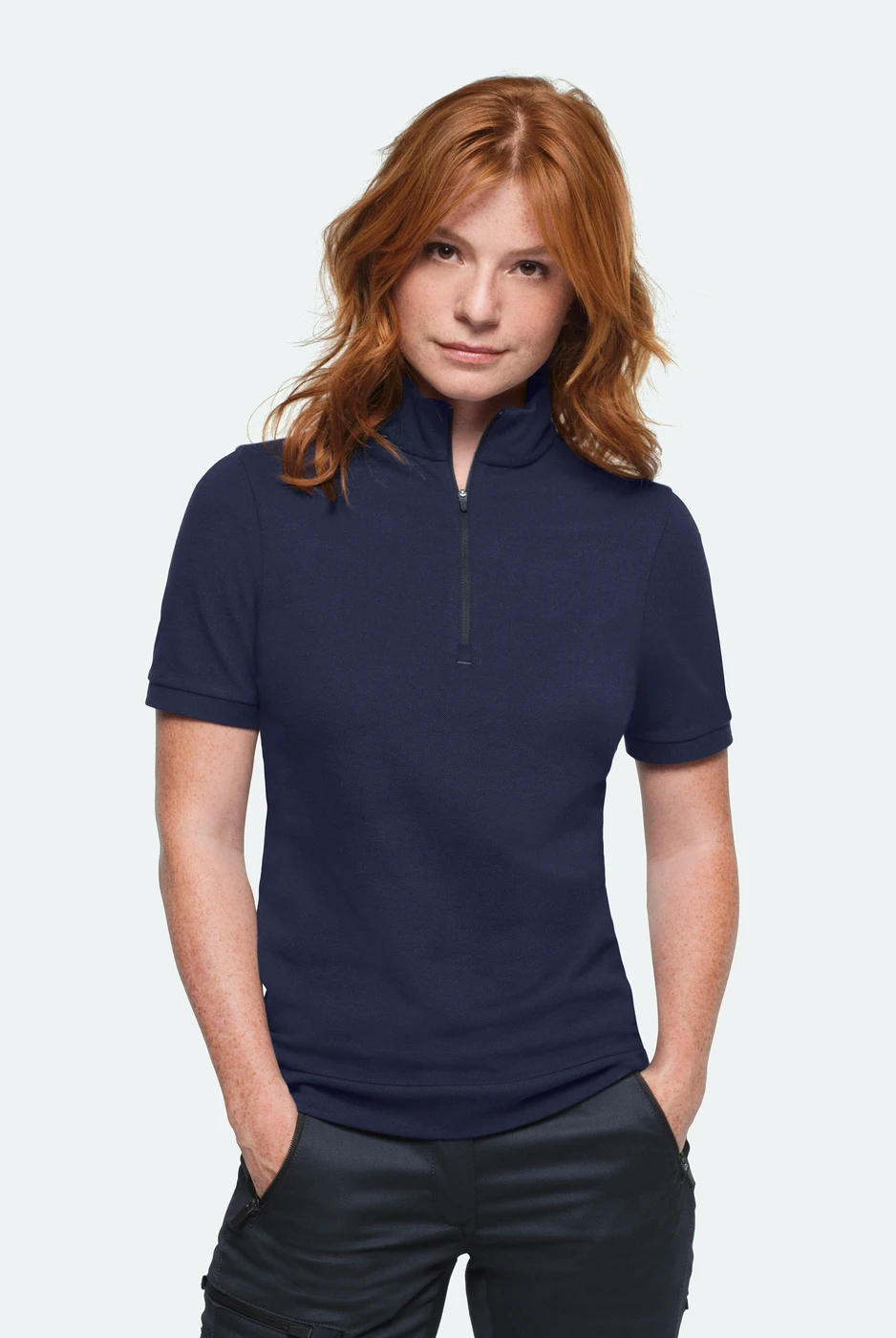 Hakro Ladies Zip Shirt Piqué Mikralinar Eco
