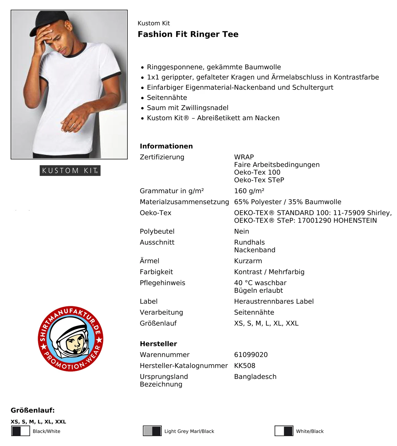 Kustom Kit Fashion Fit Ringer Tee