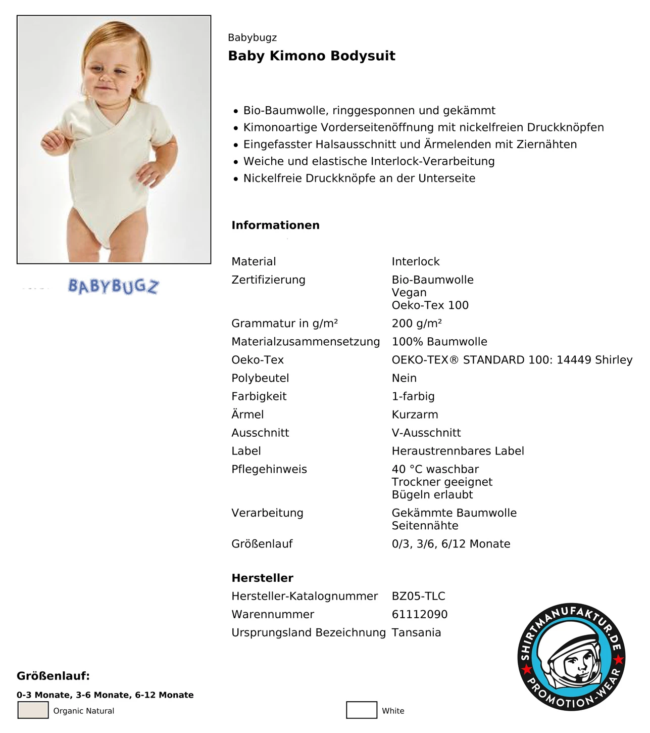 Babybugz Baby Kimono Bodysuit