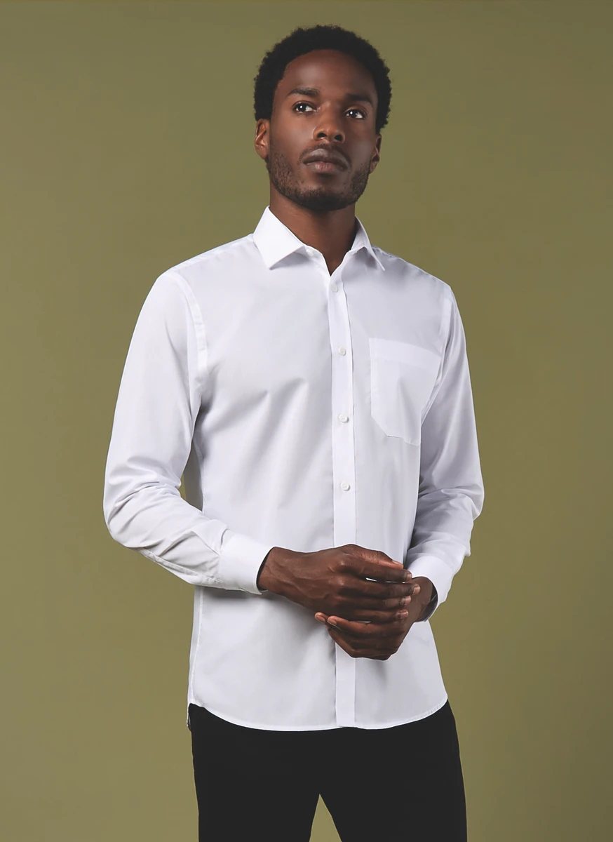 Kustom Kit Tailored Fit Poplin Shirt Longsleeve
