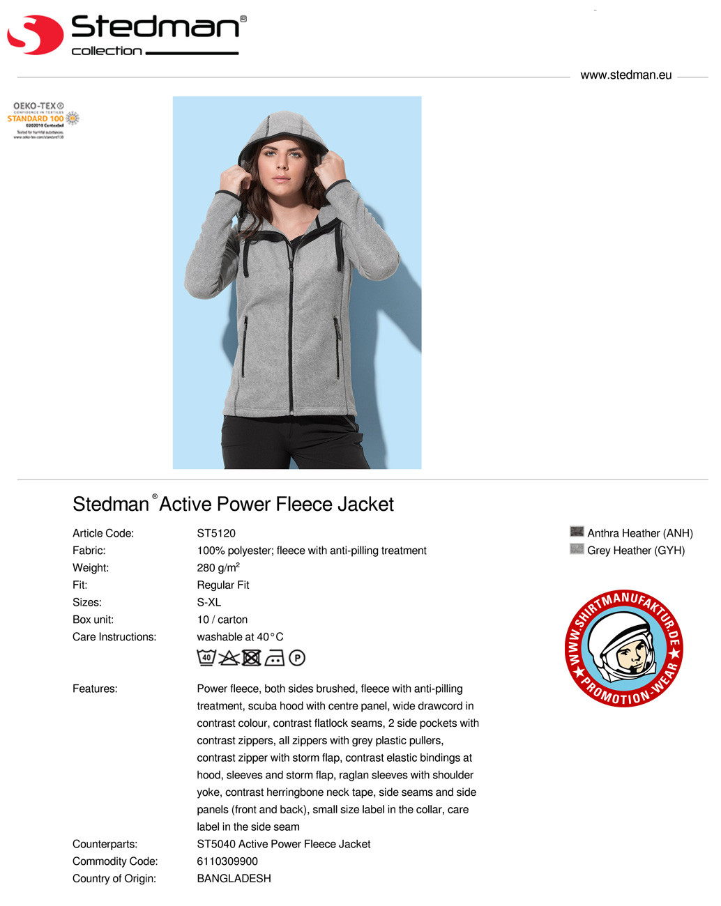 Stedman Women Power Fleece Jacket 