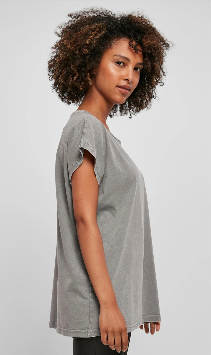Build Your Brand Ladies Acid Washed Extended Shoulder Tee