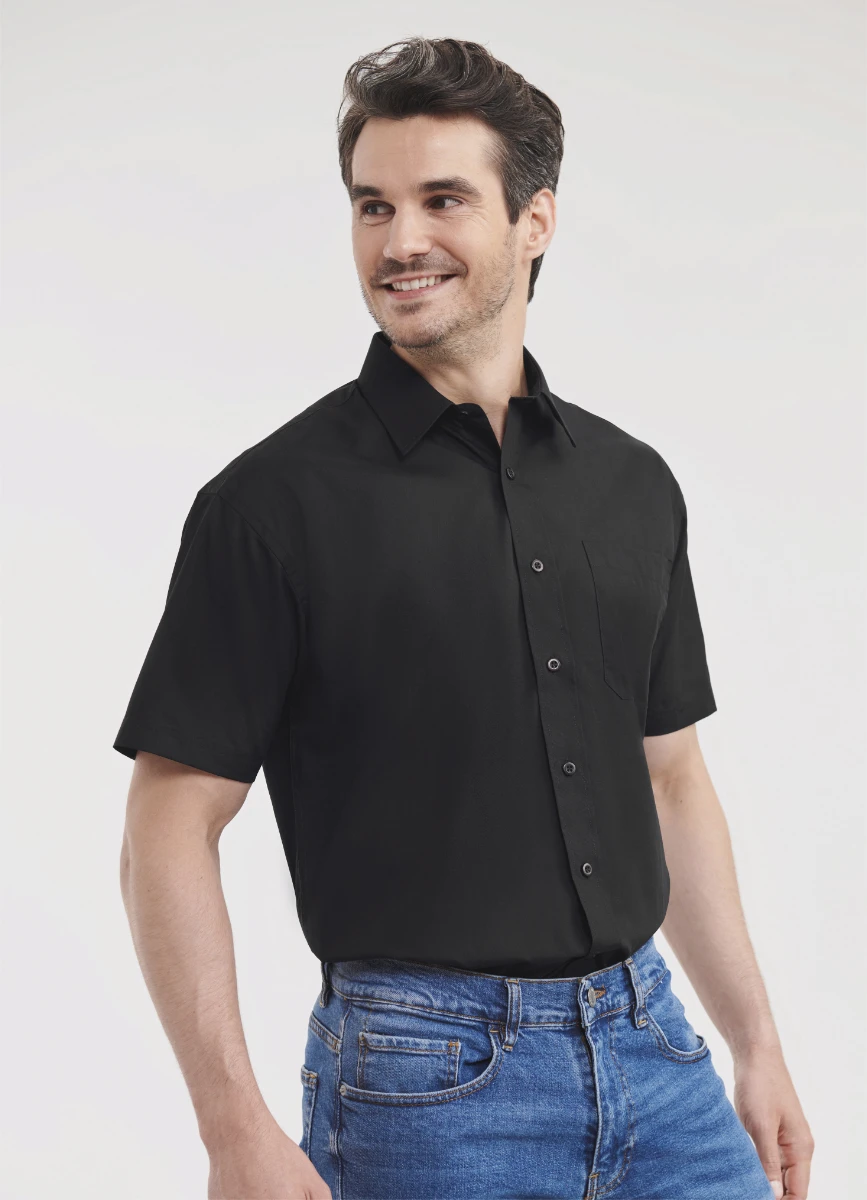 Russell Mens Short Sleeve Poly-Cotton Poplin Shirt