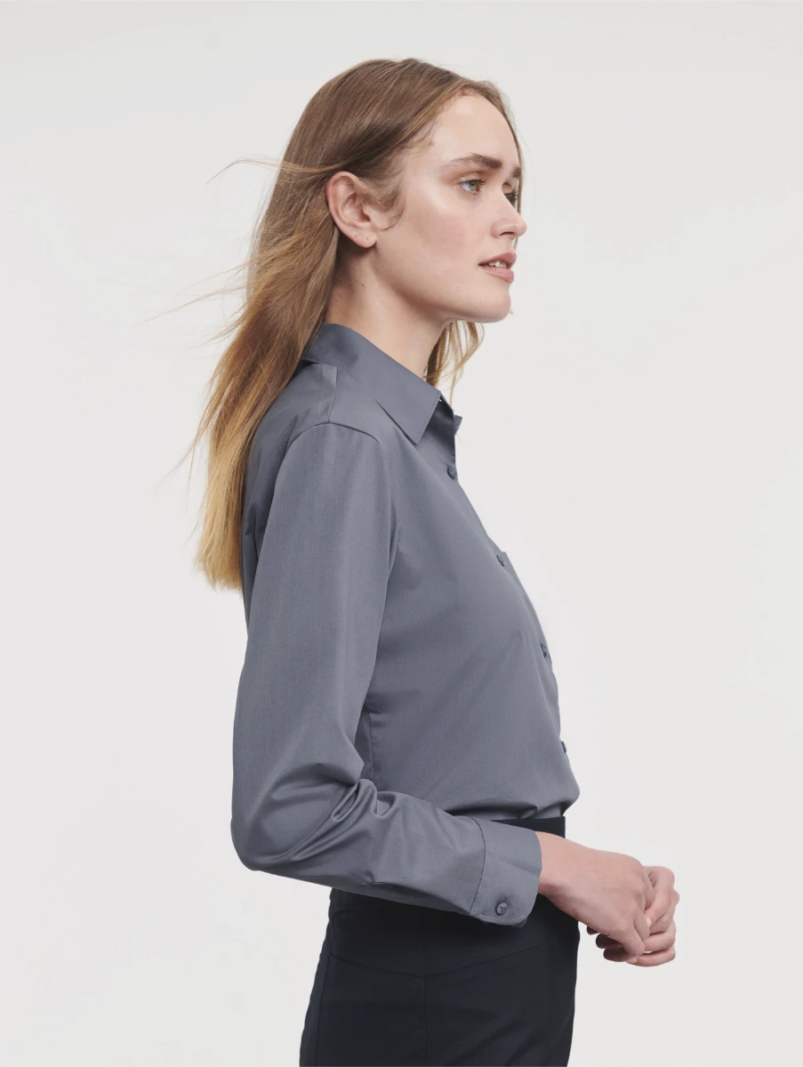 Russell Ladies Poly-Cotton Longsleeve Poplin Blouse