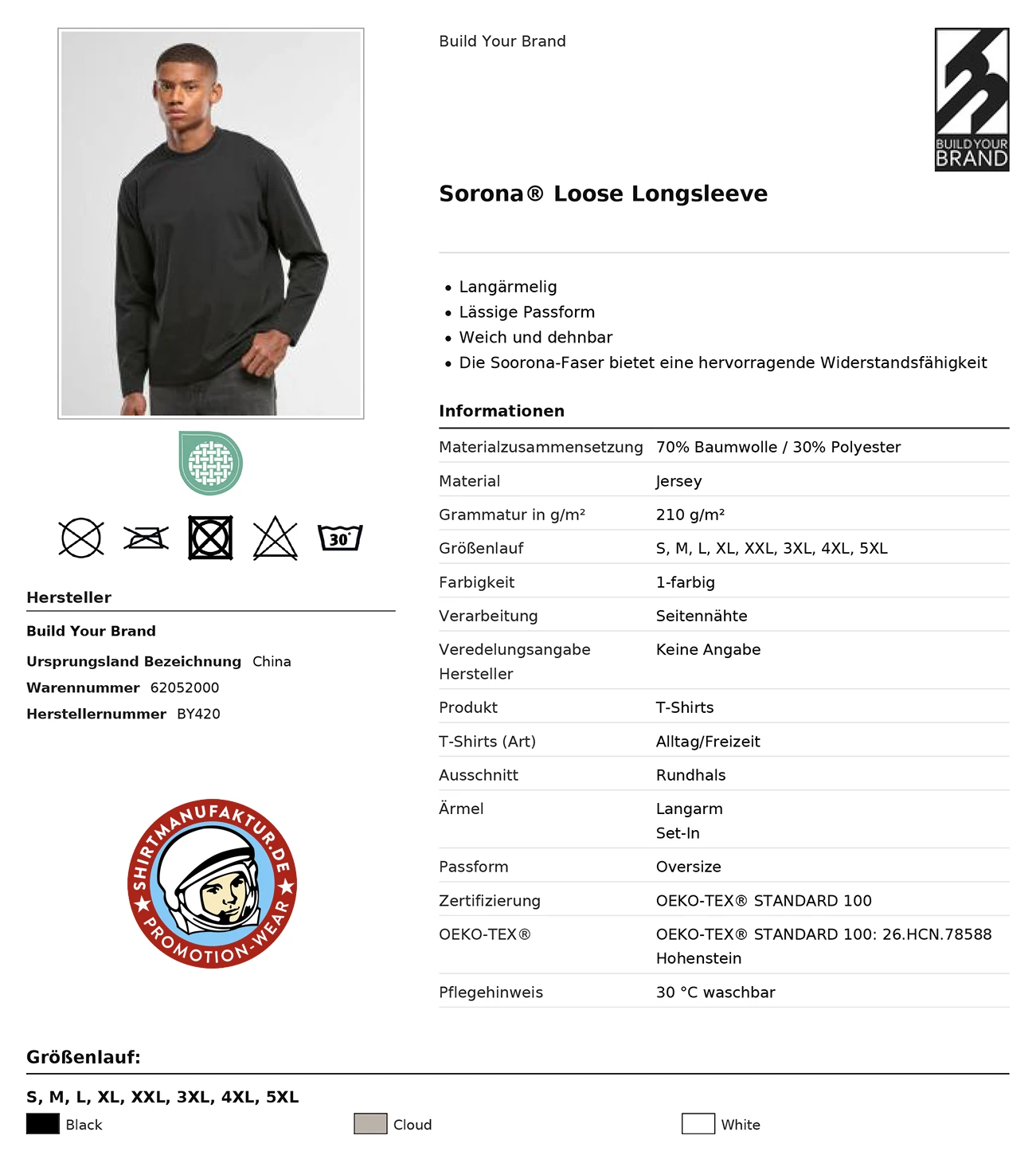 Build Your Brand Sorona Loose Longsleeve