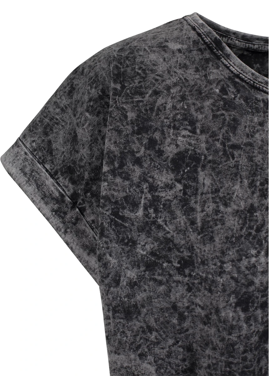Build Your Brand Ladies Acid Washed Extended Shoulder Tee