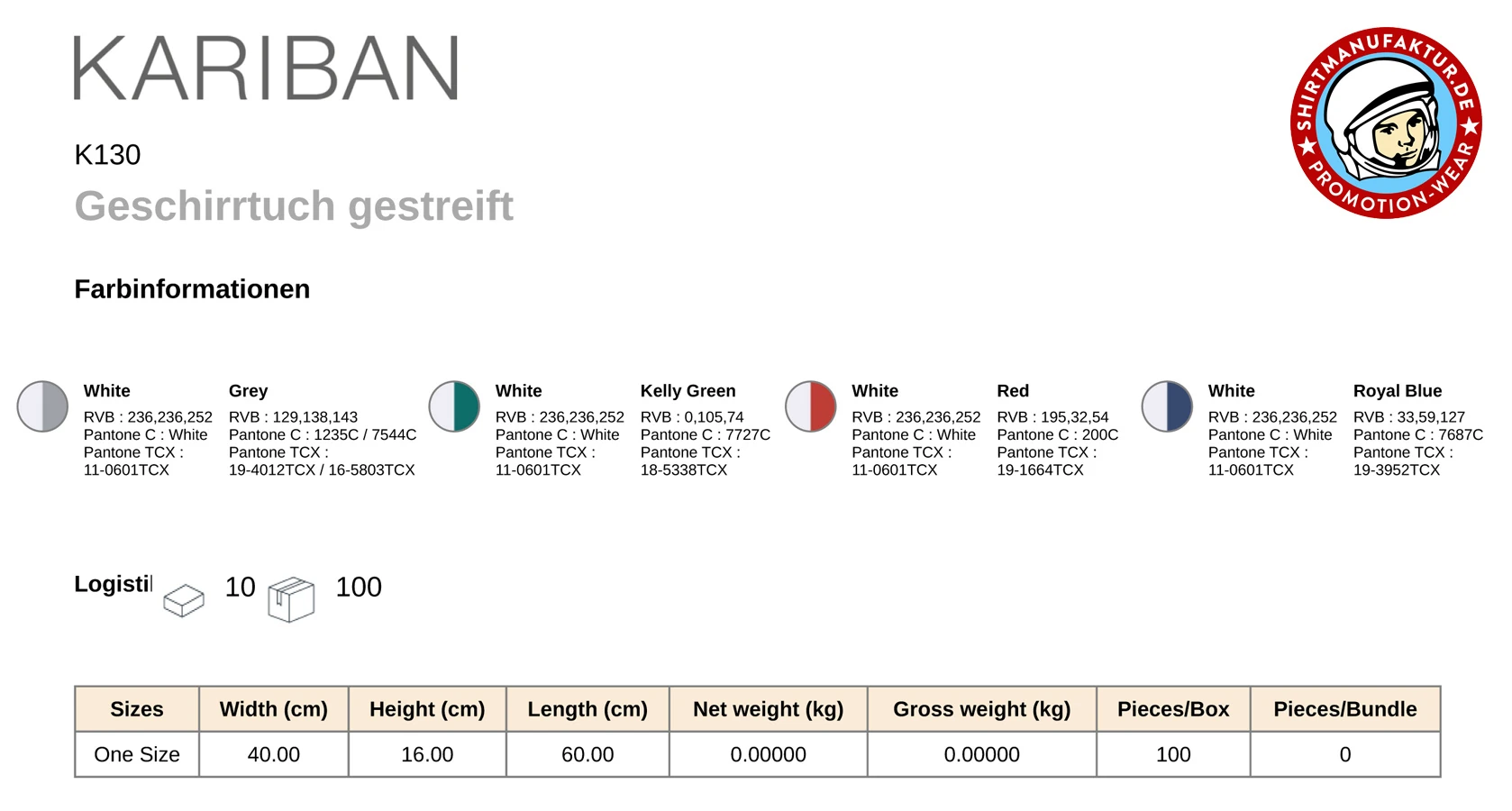 Kariban Geschirrtuch gestreift