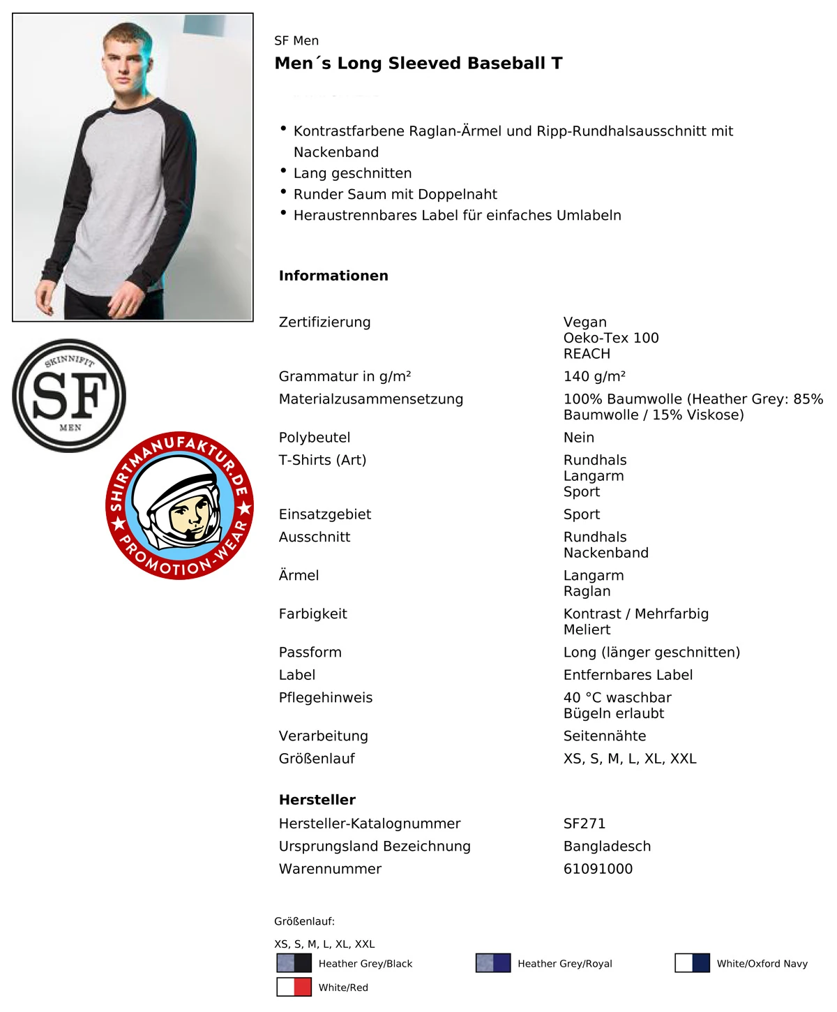 SkinniFit Long Sleeved Baseball T