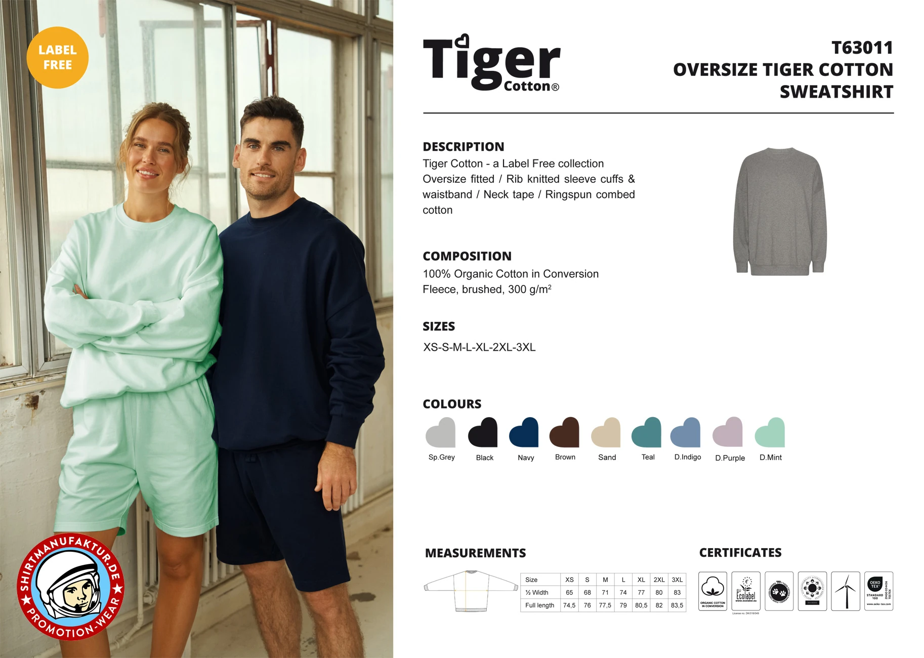 Neutral Oversized Tiger Cotton Sweatshirt