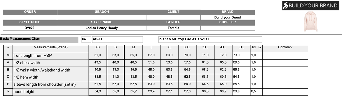Build Your Brand Ladies Heavy Hoodie