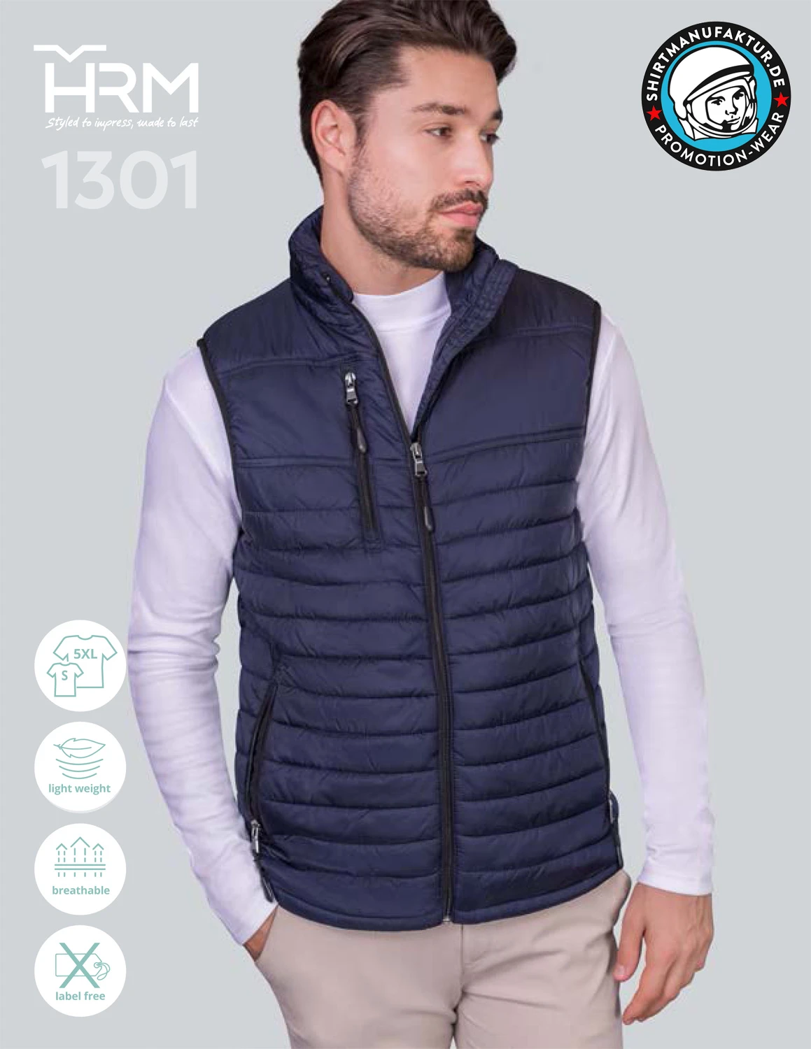 HRM Mens Hooded Performance Bodywarmer