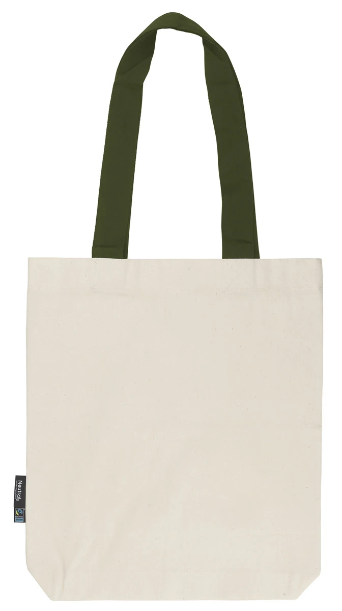 Neutral Twill Bag With Contrast Handles