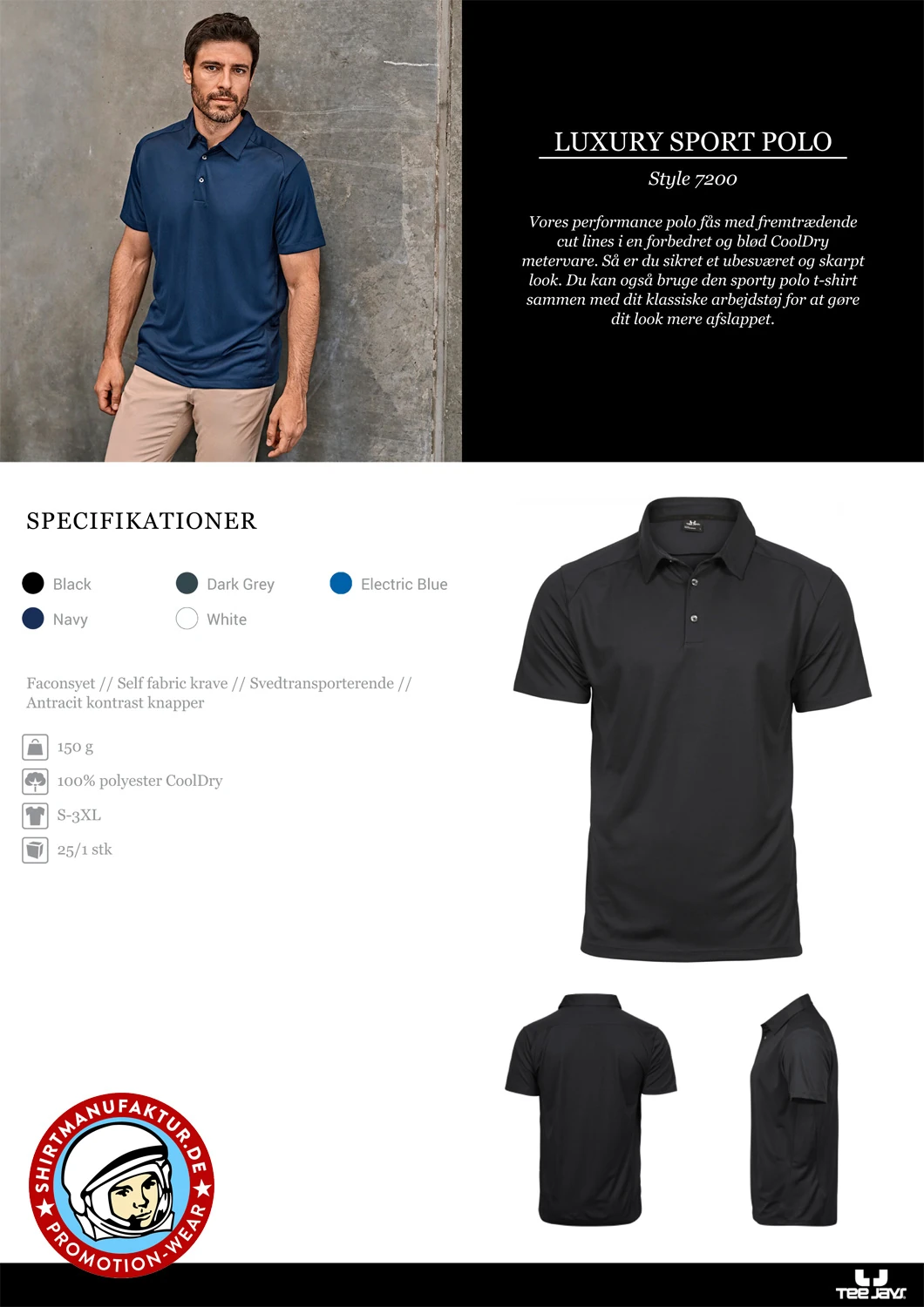 Tee Jays Mens Luxury Sport Polo