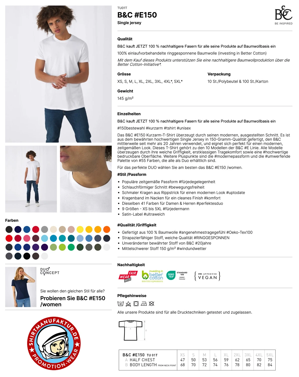 B&C Mens T-Shirt #E150