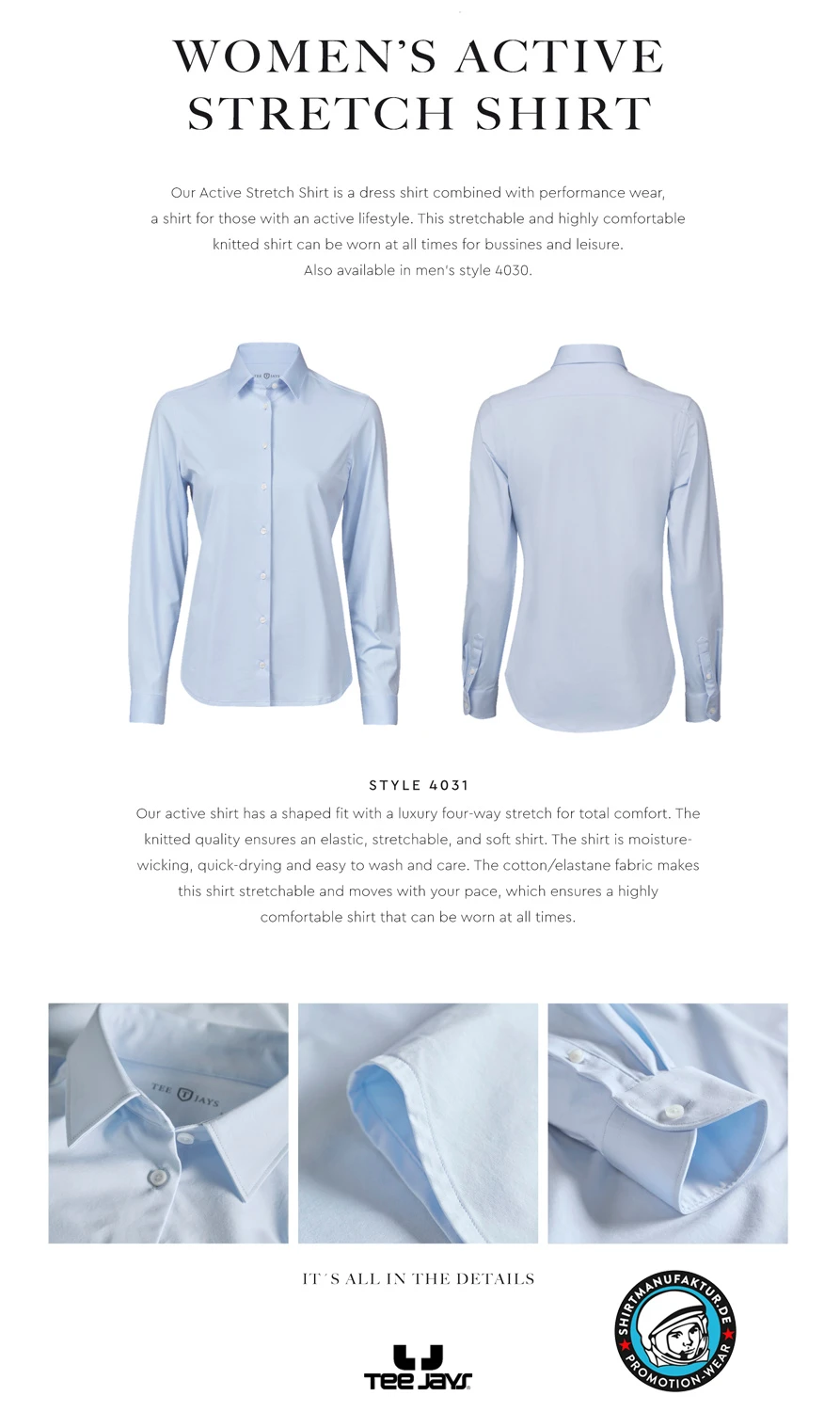Tee Jays Womens Active Stretch Blouse