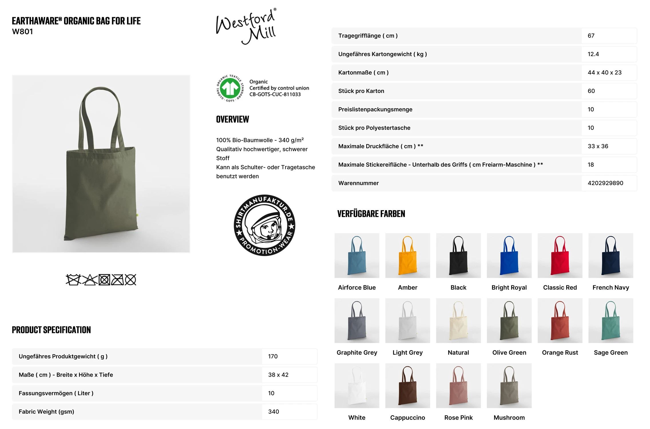 Westford Mill EarthAware Organic Bag For Life