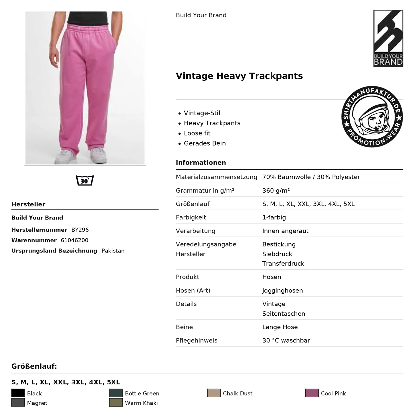 Build Your Brand Vintage Heavy Trackpants