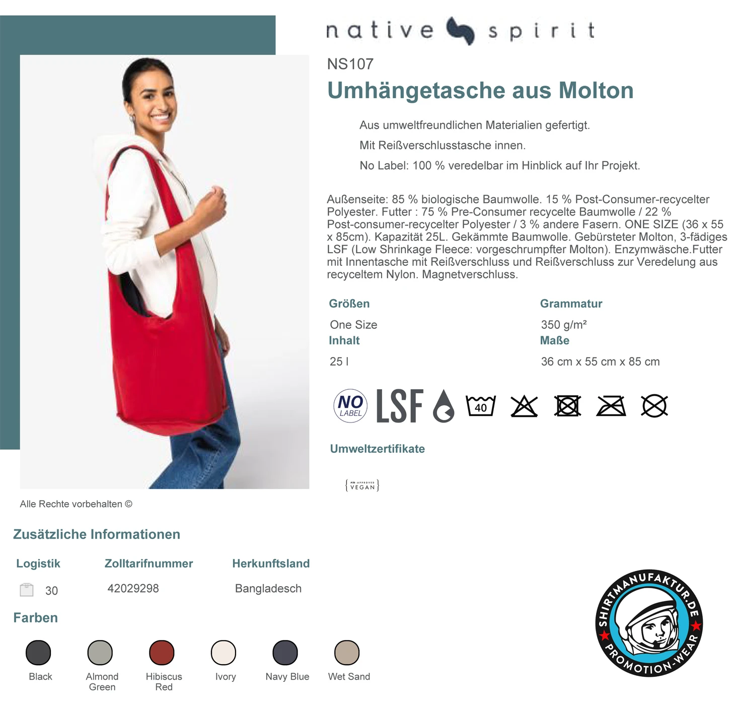 Native Spirit Organic Fleece Shoulder Bag