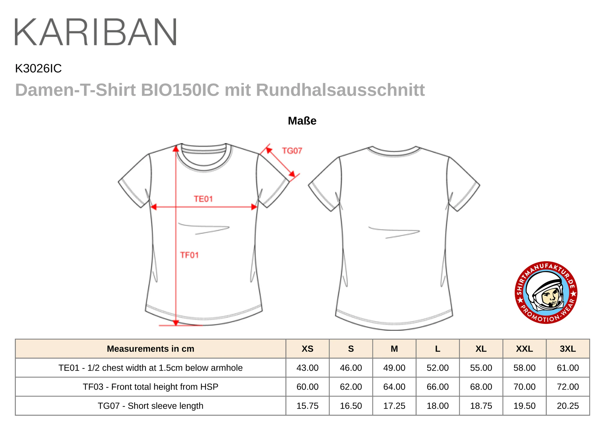 Kariban Ladies Organic T-Shirt 150 IC