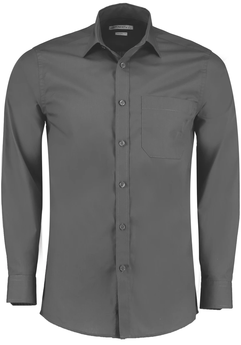 Kustom Kit Tailored Fit Poplin Shirt Longsleeve